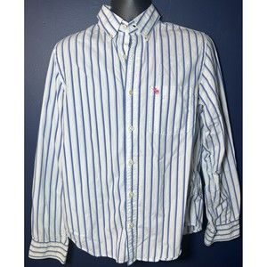 Vintage Abercrombie Fitch Button Up Medium Muscle Fit Blue Pink Moose Logo